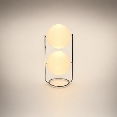 Lumis Sphère Verre Opalin et Métal Chromé Minimaliste