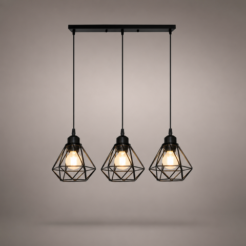 Lumis278 Trio Géométrique Acier Noir Mat Industriel
