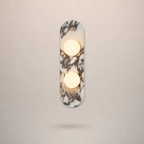 Bolt Marbre Blanc Veiné et Verre Opalin