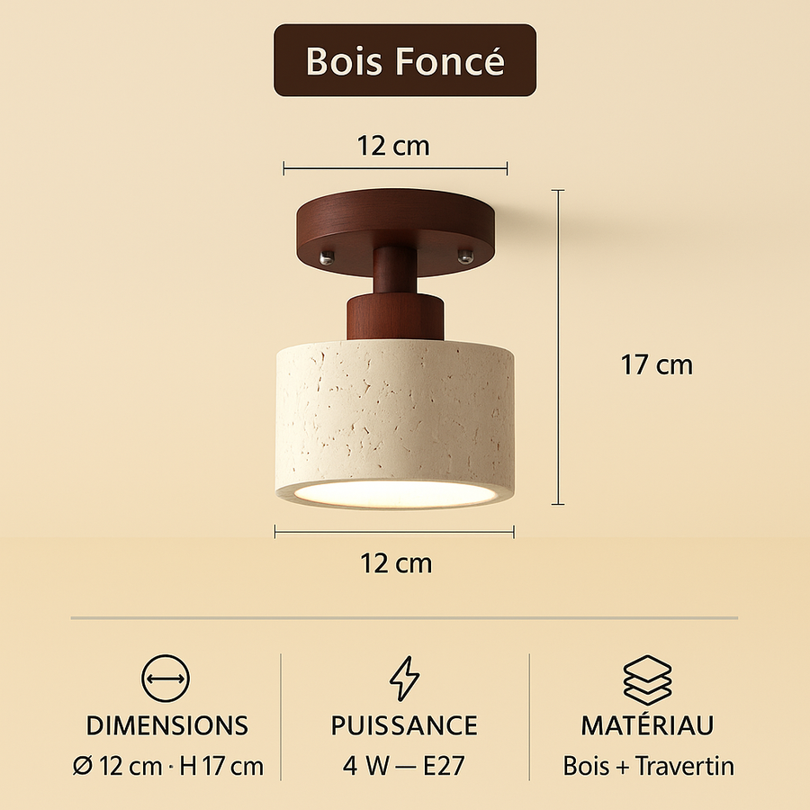 Torre Spot Cylindre Pierre & Bois — Bois Foncé