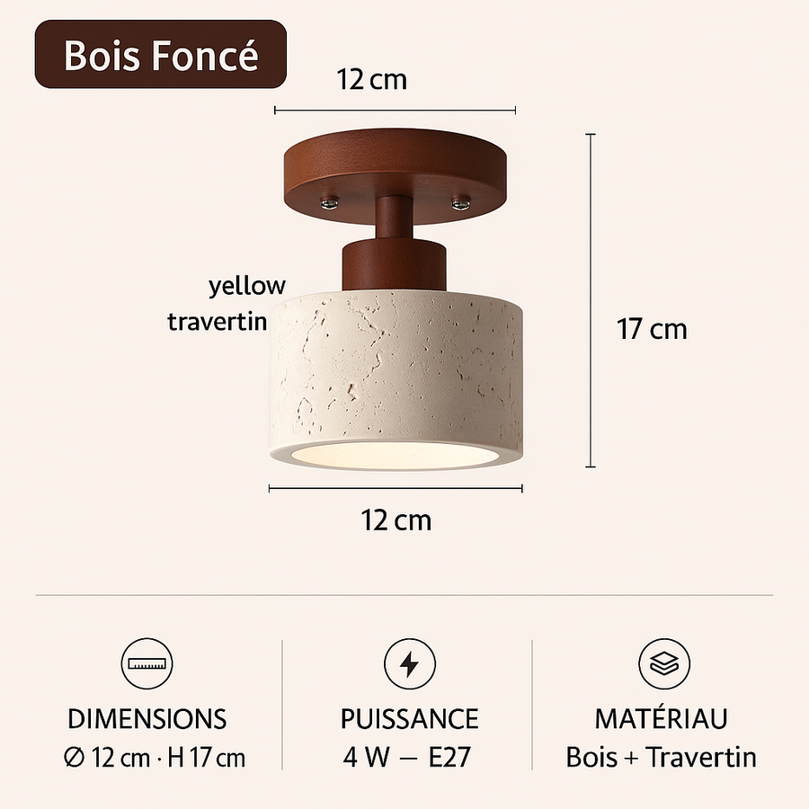 Torre Spot Cylindre Pierre & Bois — Bois Foncé