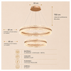 Lustre Suspension Anneaux Cristal Texturé et Métal Doré - Salon Salle à Manger — Arcus