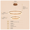 Lustre Suspension Anneaux Cristal Texturé et Métal Doré - Salon Salle à Manger — Arcus