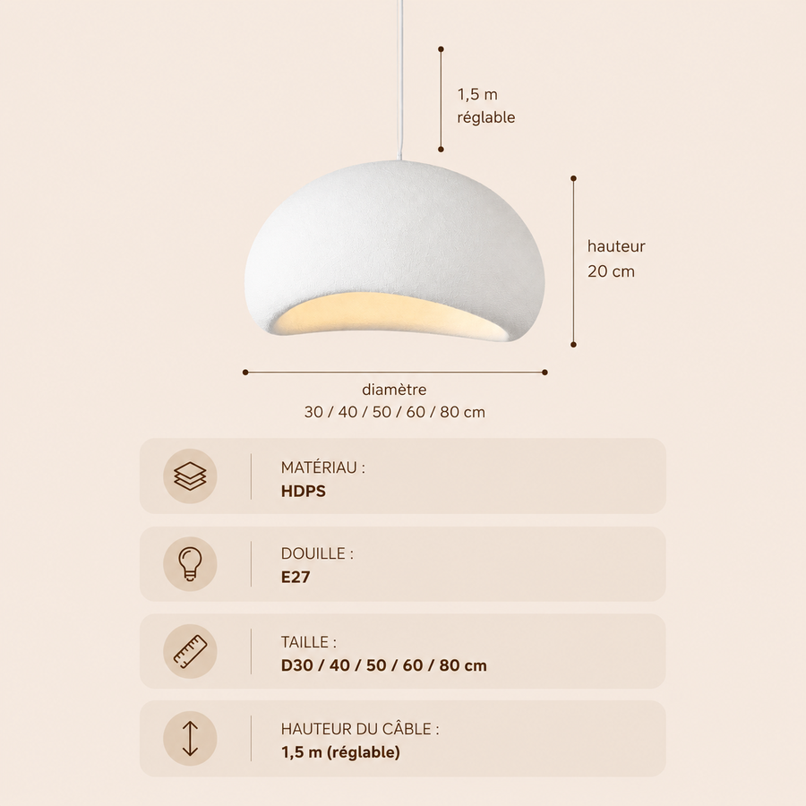 Suspension Nuage Fibre Blanche Minimaliste Design - Chambre Salon Cuisine — Nimbus
