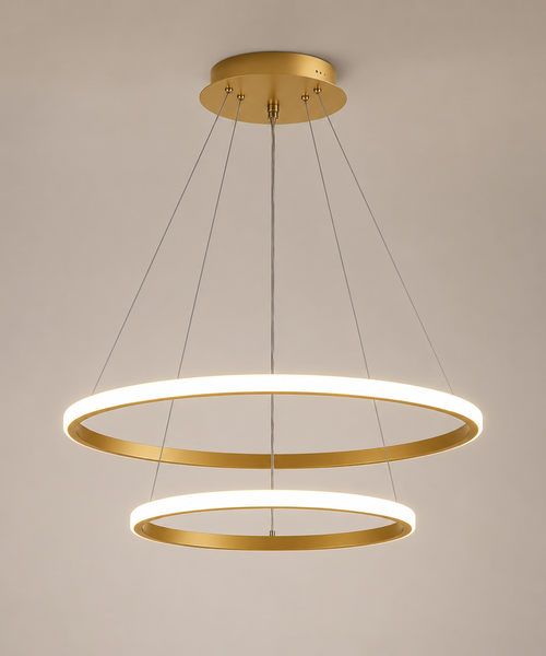 Suspension Anneaux Laiton Doré Contemporain Design - Cuisine Salon Salle à Manger — Ovalis