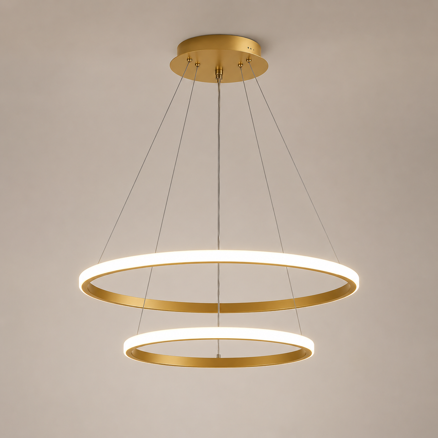 Suspension Anneaux Laiton Doré Contemporain Design - Cuisine Salon Salle à Manger — Ovalis