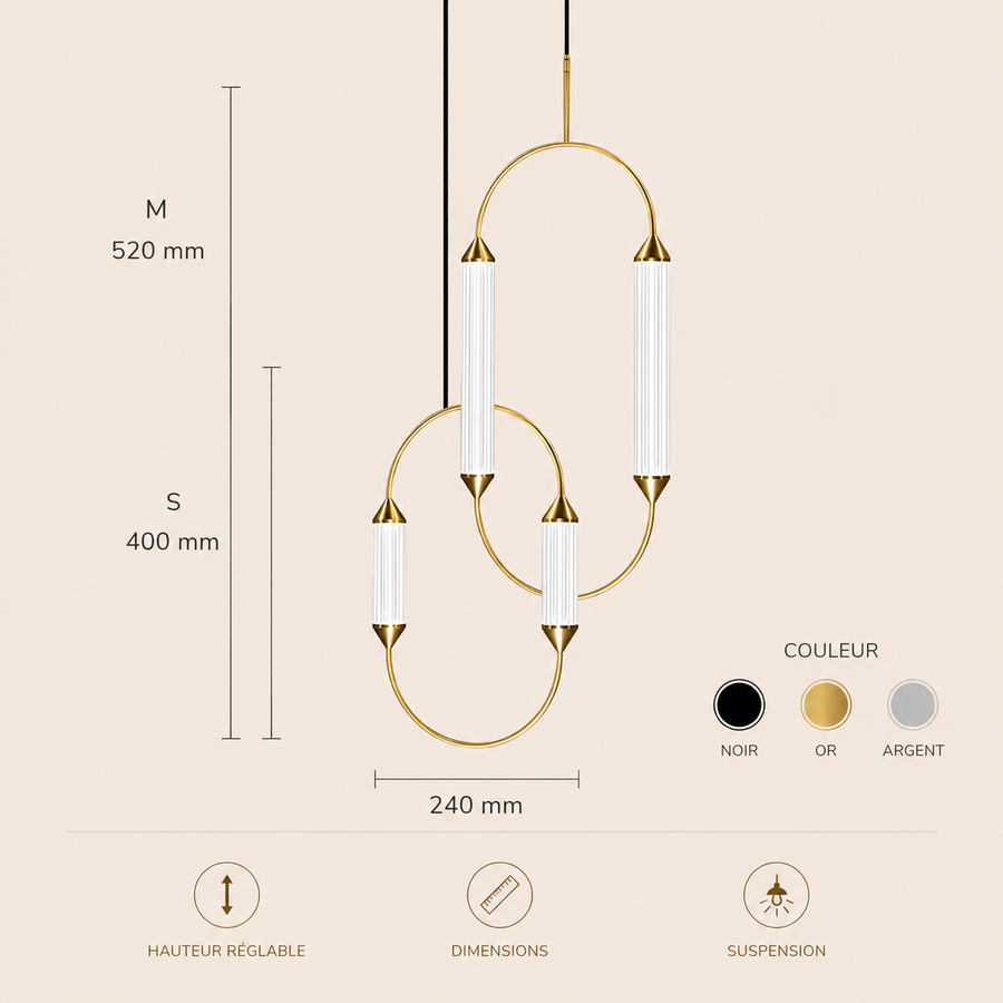 Suspension Anneau Laiton Doré Minimaliste Design - Cuisine Salon Salle à Manger — Soleo