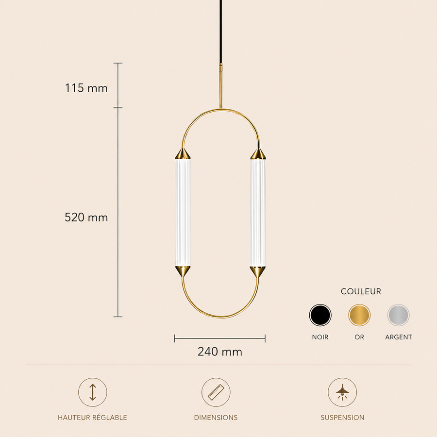 Suspension Anneau Laiton Doré Minimaliste Design - Cuisine Salon Salle à Manger — Soleo