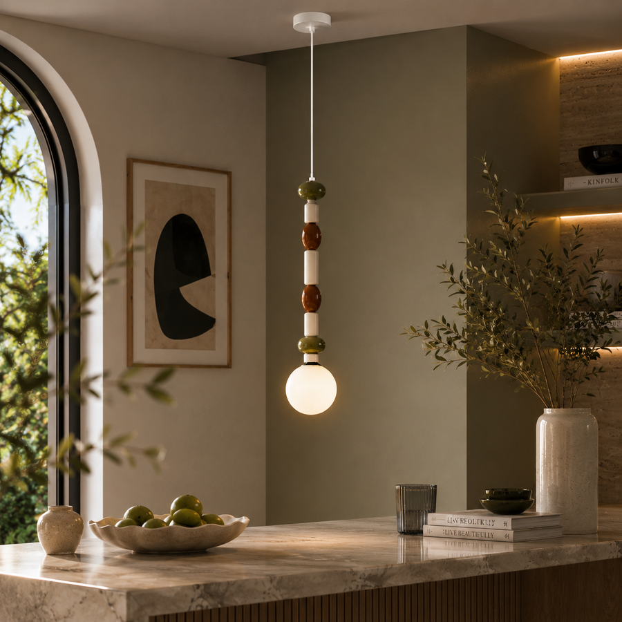 Suspension Pétales Tissu Ivoire et Bois Naturel - Cuisine Chambre Salon — Corolle