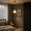 Suspension Cloche Verre Transparent et Bois Naturel - Cuisine Chambre Salon — Campanio