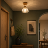 Suspension Cloche Verre Transparent et Bois Naturel - Cuisine Chambre Salon — Campanio