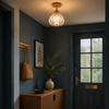 Suspension Cloche Verre Transparent et Bois Naturel - Cuisine Chambre Salon — Campanio