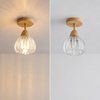Suspension Cloche Verre Transparent et Bois Naturel - Cuisine Chambre Salon — Campanio