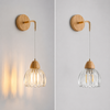 Suspension Cloche Verre Transparent et Bois Naturel - Cuisine Chambre Salon — Campanio
