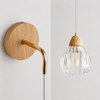 Suspension Cloche Verre Transparent et Bois Naturel - Cuisine Chambre Salon — Campanio