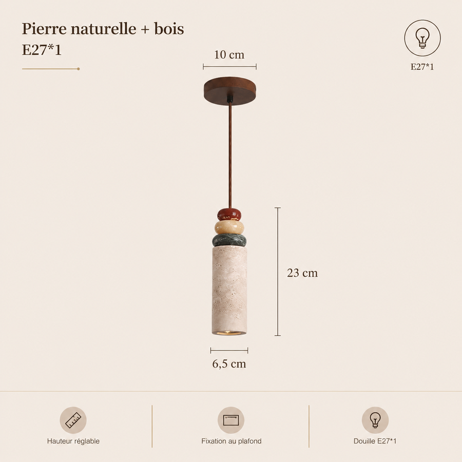Strate — suspension cylindrique en pierre naturelle, vue 16