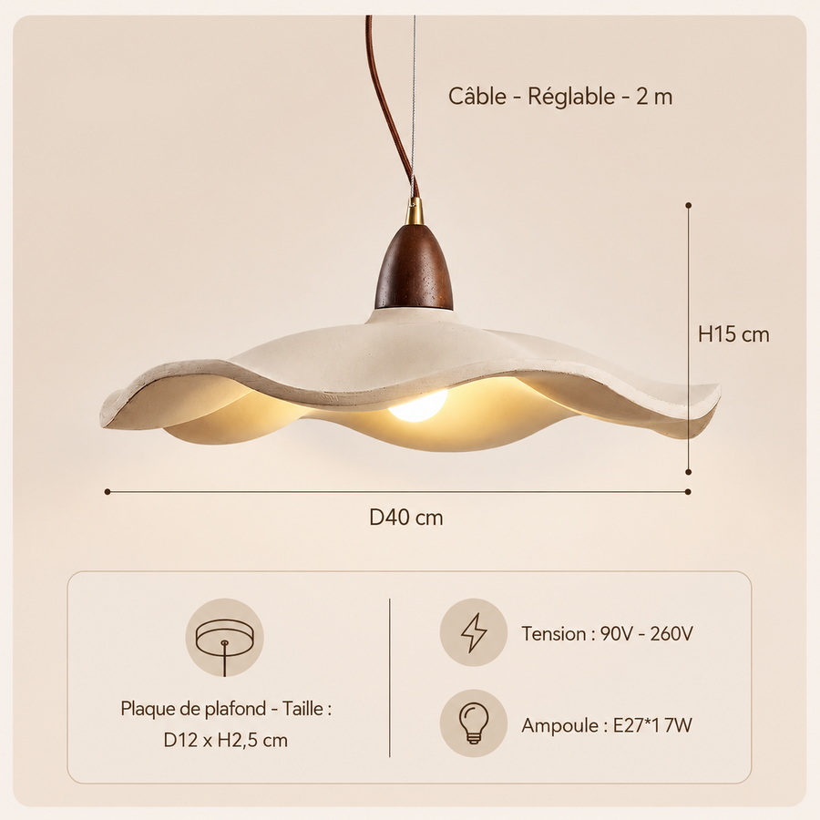 Suspension Anneau Bois Naturel Épuré Design - Cuisine Chambre Salon — Lucide