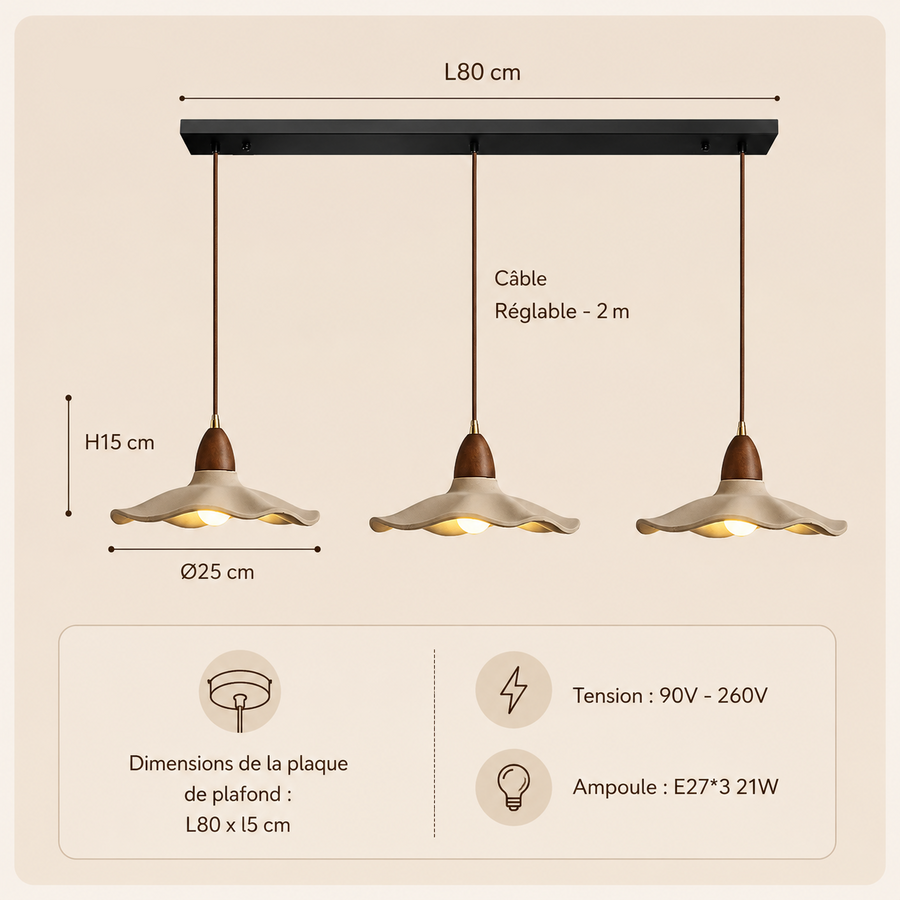 Suspension Anneau Bois Naturel Épuré Design - Cuisine Chambre Salon — Lucide