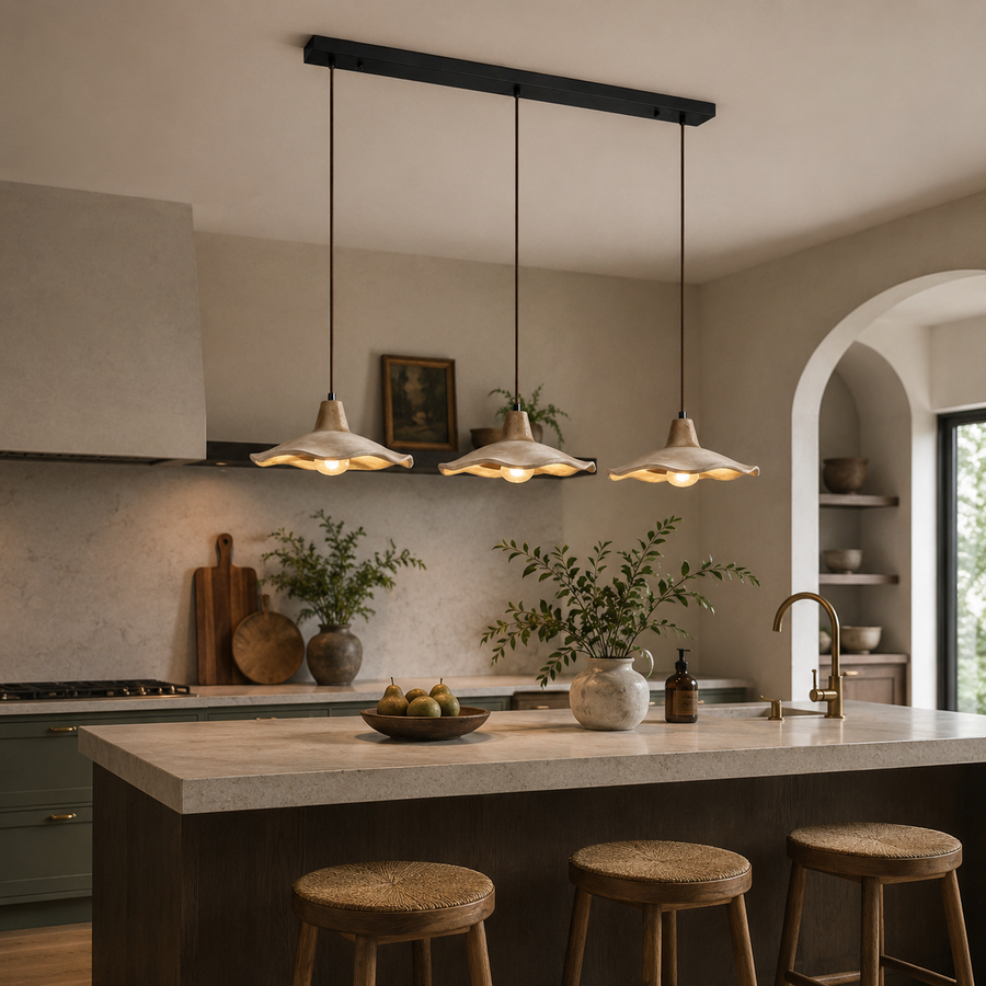 Suspension Anneau Bois Naturel Épuré Design - Cuisine Chambre Salon — Lucide