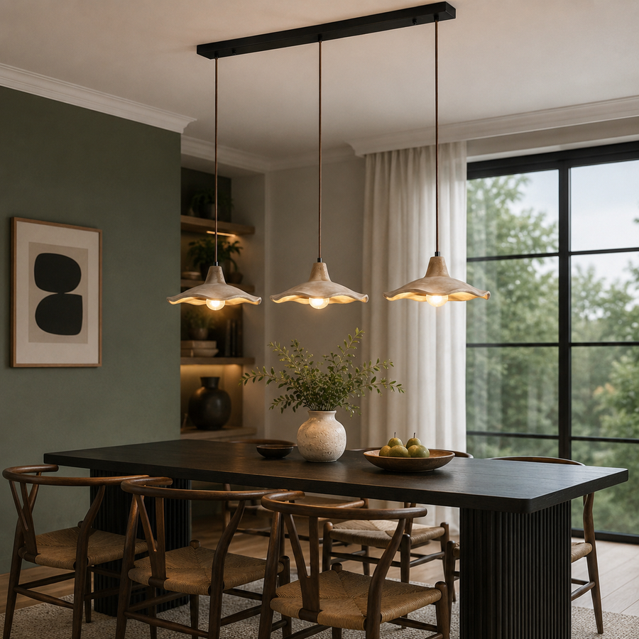 Suspension Anneau Bois Naturel Épuré Design - Cuisine Chambre Salon — Lucide