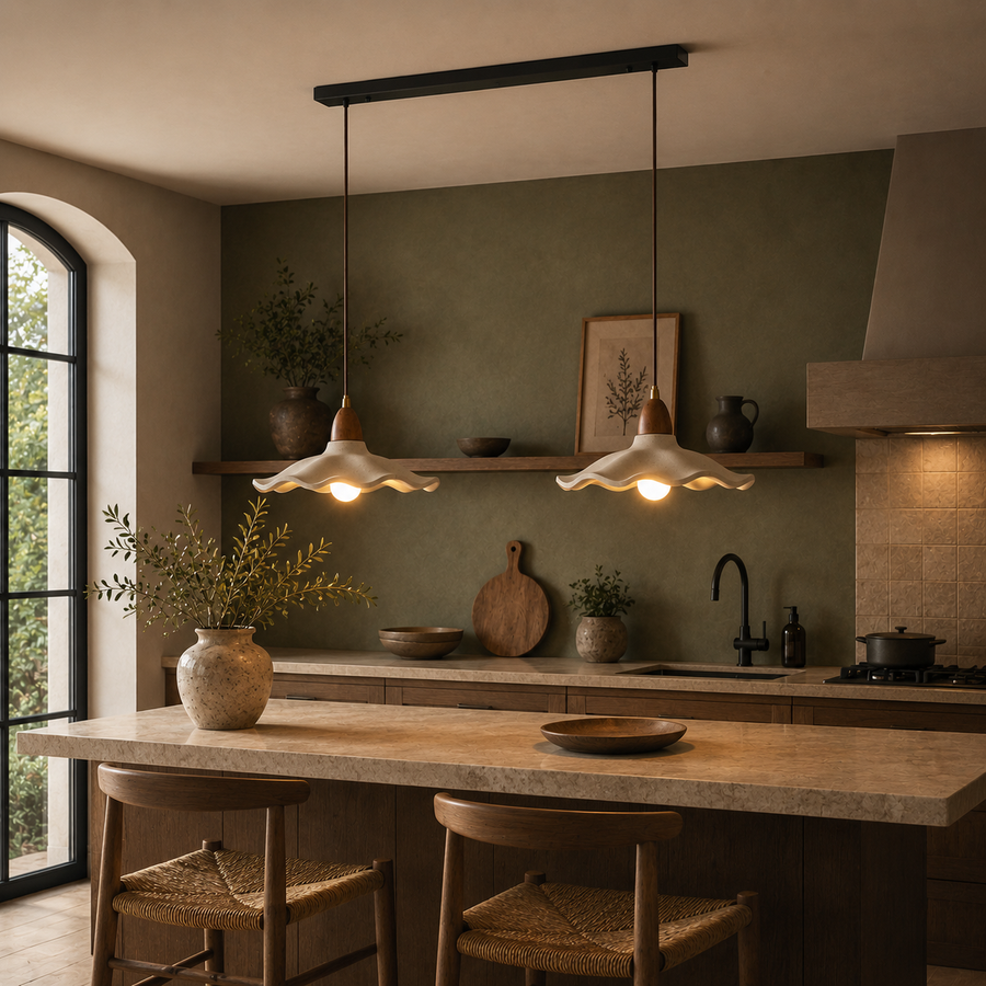 Suspension Anneau Bois Naturel Épuré Design - Cuisine Chambre Salon — Lucide