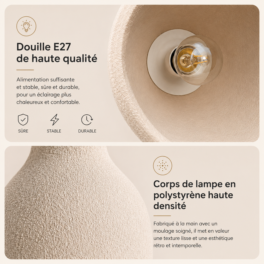 Suspension Cylindre Céramique Beige Minimaliste Design - Chambre Salon Cuisine — Colonne