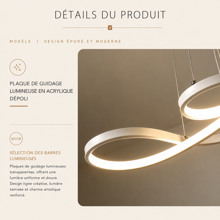 Suspension Anneaux Métal Doré Minimaliste Design - Cuisine Salon Salle à Manger — Torus