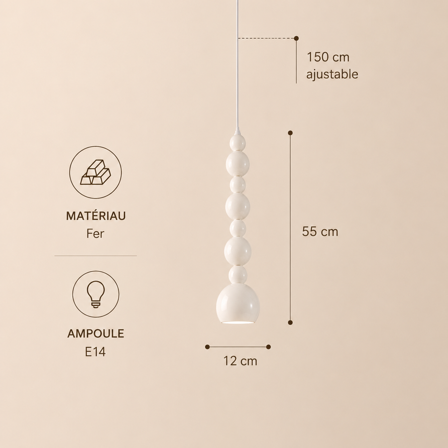 Suspension Pétales Tissu Marron et Boules Opalescentes - Chambre Salon Cuisine — Flore