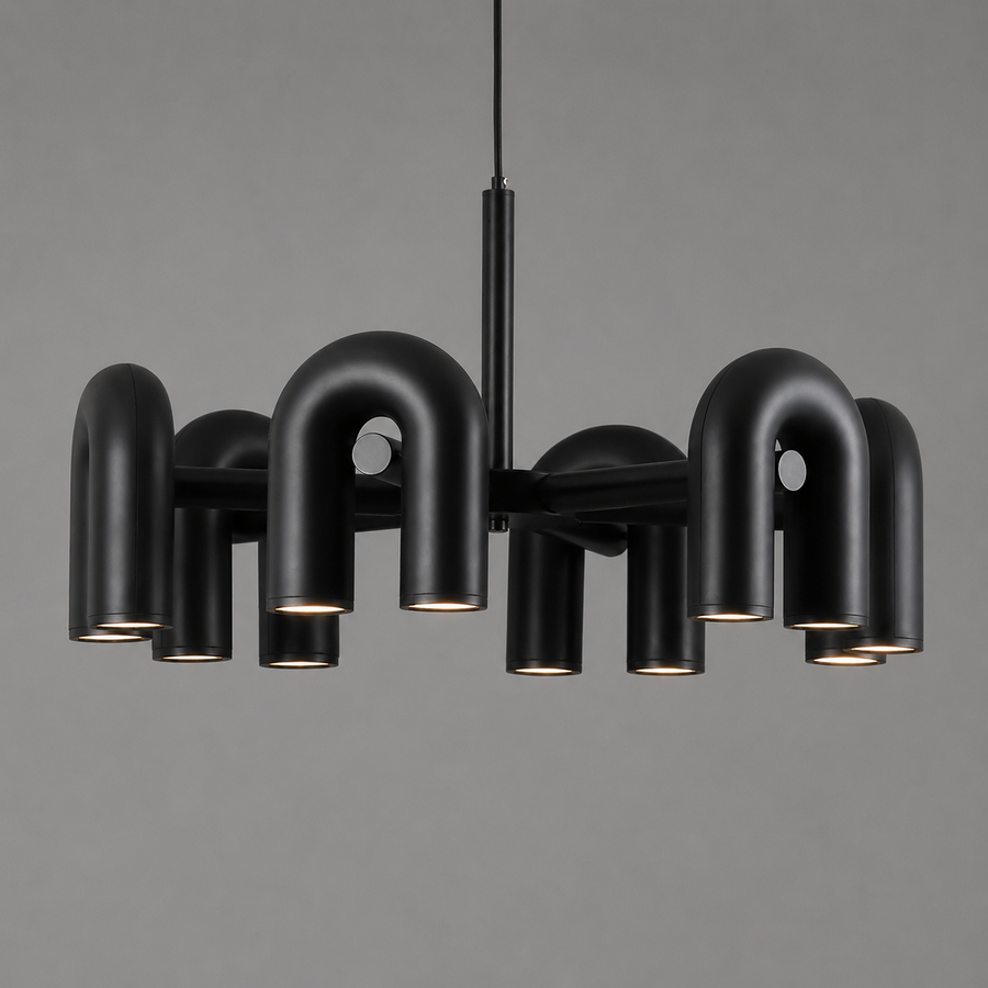 Lustre Suspension Cylindres Métal Gris Art Déco - Salon Salle à Manger — Torre