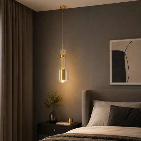 Suspension Anneau Béton Brut et Bois Naturel - Cuisine Chambre Salon — Antares