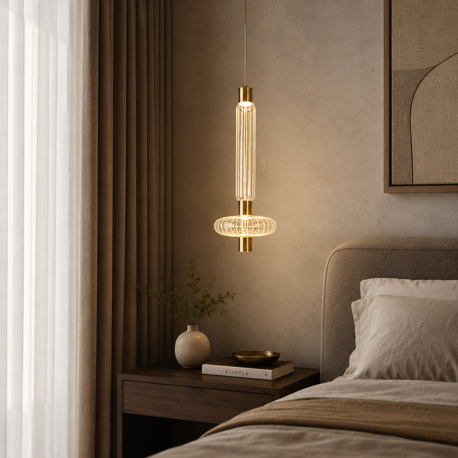 Suspension Cylindre Tissu Noir et Blanc Graphique - Chambre Salon Cuisine — Algol