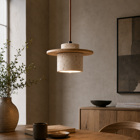 Suspension Cylindre Béton et Métal Marron Minimaliste Design - Chambre Salon Cuisine — Hypatia