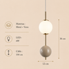 Suspension Sphère Verre Opalin et Céramique Taupe Minimaliste Design Boule - Chambre Salon Cuisine — Aldebaran