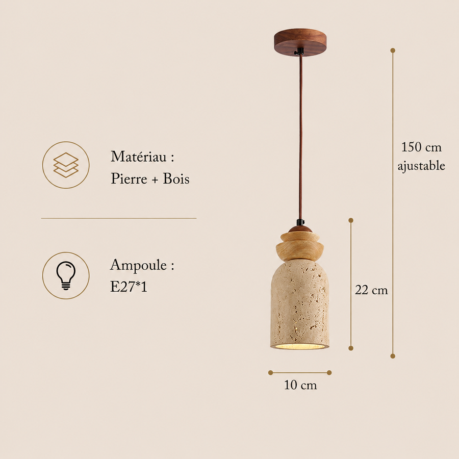 Suspension Cylindre Céramique Beige Minimaliste Design - Chambre Salon Cuisine — Spica