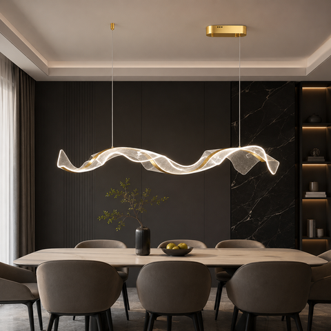Lustre Suspension Anneau Bois Naturel Minimaliste Design - Salon Salle à Manger — Fuyza