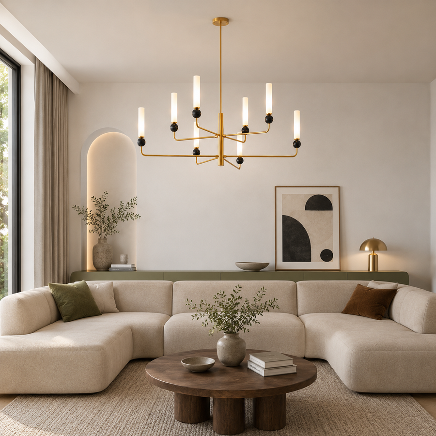 Lustre Suspension Plafonnier Cylindre Verre Givré et Métal Noir - Salon Salle à Manger — Pilare