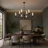 Lustre Suspension Plafonnier Cylindre Verre Givré et Métal Noir - Salon Salle à Manger — Pilare