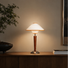 Lampe de Table Cône Tissu Vert et Bois - Chambre Bureau Salon — Cono