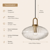 Suspension Cylindre Verre Strié et Laiton Doré - Chambre Salon Cuisine — Presto
