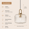 Suspension Cylindre Verre Strié et Laiton Doré - Chambre Salon Cuisine — Presto