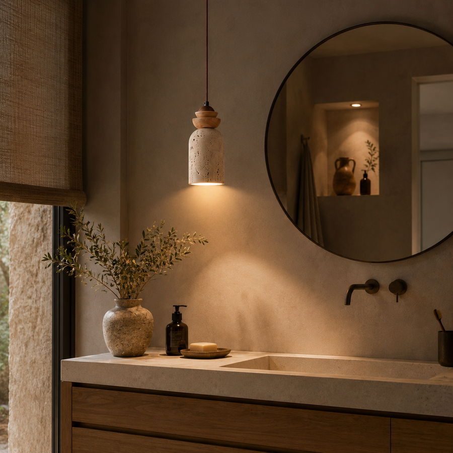 Suspension Cylindre Céramique Beige Minimaliste Design - Chambre Salon Cuisine — Spica
