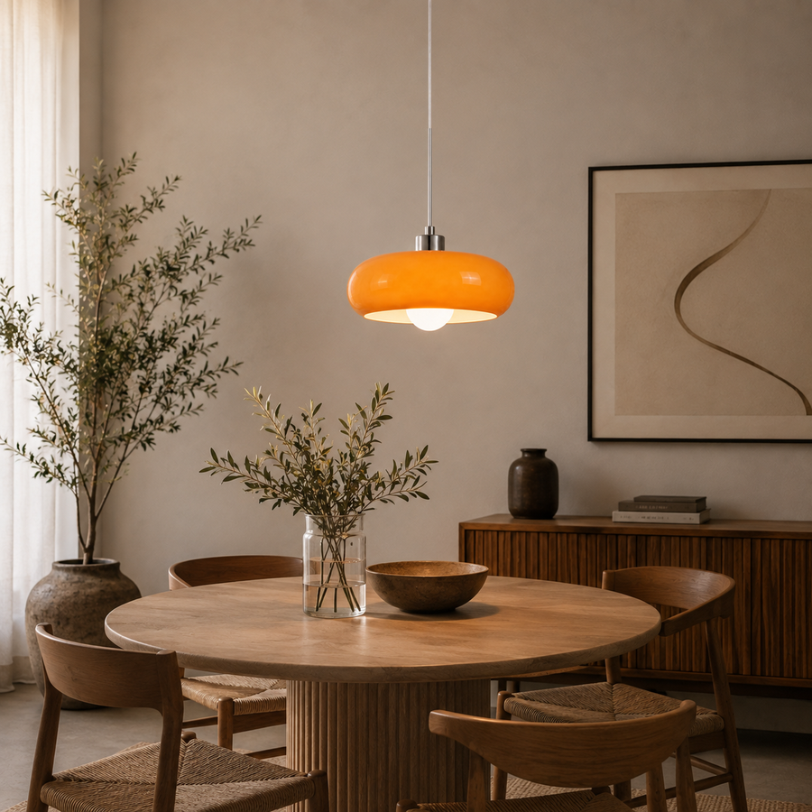 Suspension Sphère Verre Opalin et Laiton Minimaliste Design Boule - Chambre Salon Cuisine — Orbe