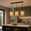 Suspension Rotin Tressé Naturel Cylindre Bohème - Cuisine Chambre Salon — Sono