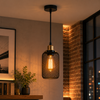 Suspension Cylindre Acier Noir Mat Industriel - Chambre Salon Cuisine — Vivo