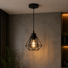 Suspension Abat-Jour Acier Noir et Laiton Industriel - Cuisine Salon Bureau — Puro