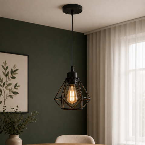 Suspension Abat-Jour Acier Noir et Laiton Industriel - Cuisine Salon Bureau — Puro