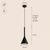 Suspension Cône Métal Noir Mat Minimaliste Design - Cuisine Salon Bureau — Effilé