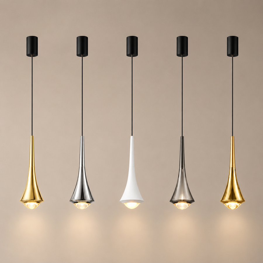Suspension Trompette Métal Brossé Noir et Cuivre - Cuisine Salon Salle à Manger — Brio