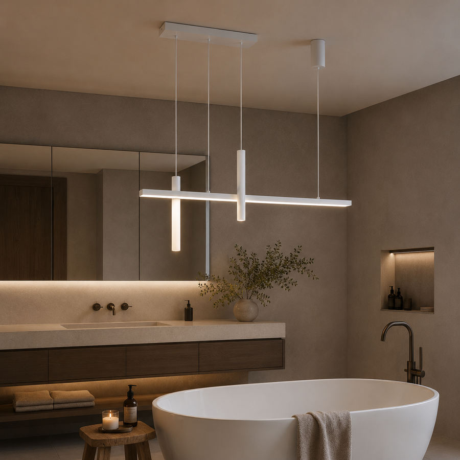 Suspension Linéaire Métal Noir Mat Minimaliste Design - Chambre Salon Cuisine — Traverse