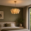 Suspension Pétales Tissu Lin Beige Wabi-Sabi Design - Chambre Salon Cuisine — Corymbe